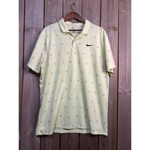 Nike Dri-FIT‎ Golf Polo Shirt Mens XL Tall Yellow Geometric Print DA2987-701